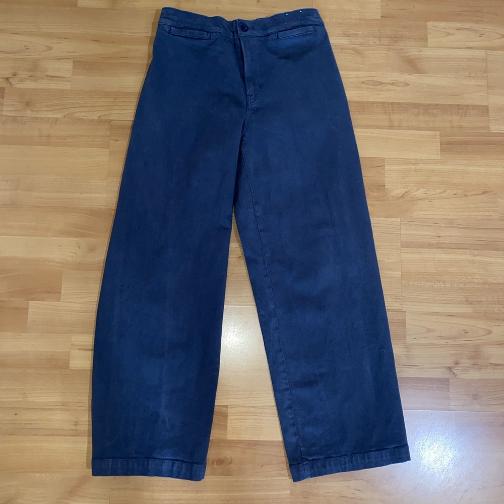 Madewell Slim Emmett Wide-Leg Crop Pants Blue Gray Size 26 Cotton Twill